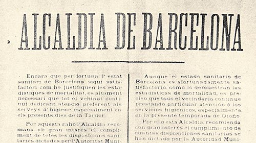 Primer ban redactat en llengua catalana el 1908 i publicat a la Gaseta Municipal número 1 de l'11 de gener de 1932.